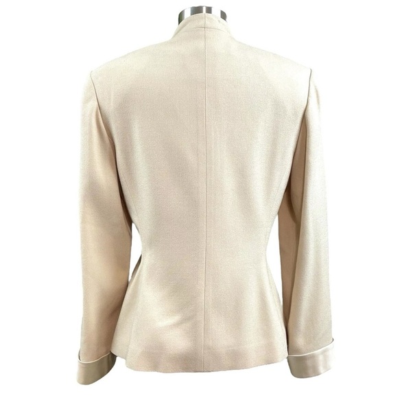 Vtg Albert Nipon Wool Beaded Buttoned Formal Evening Jacket Beige Size 8 - Picture 2 of 10